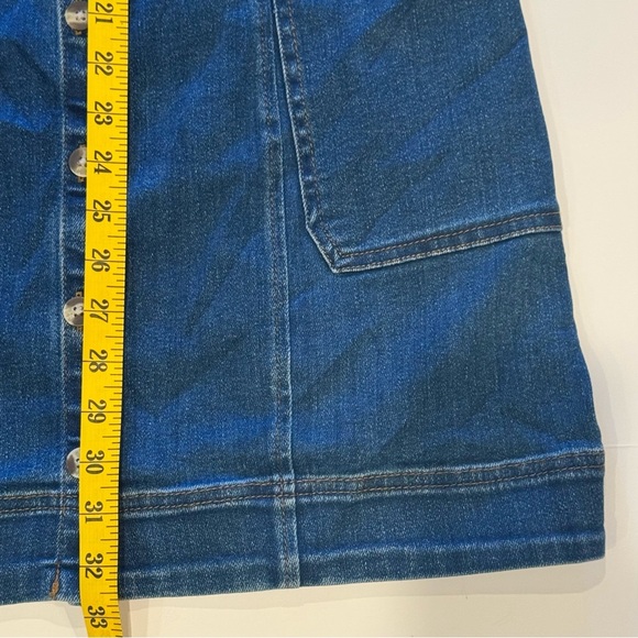 NWT Anthropologie Maeve High Square Neck Button Front Denim Mini Dress Sz large - Picture 5 of 14